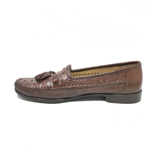 Zelli Loafers Shoes Size 9.5 Brown Full Ostrich